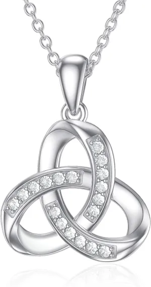 Natural Diamond Love Knot Pendant Necklace, Sterling Silver Diamond Accent Knot Necklace Love Jewelry for Women, Mom, Adjustable and Durable Chain, 18"-20"