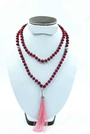 Natural Pink Ruby Quartz 8mm 108 Mala Beads, Spiritual, Meditation Beads, Reiki, Japa Mala, Buddhist Prayer Beads, Yoga Bracelet, healing beads LKMALA-RRGU-2796