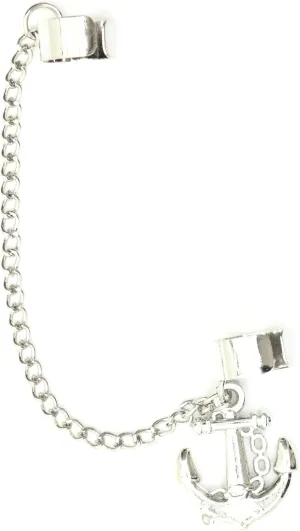 Nautical Anchor Ear Cuff Wrap Dangling Chain Silver Tone CD07 Vintage Yacht Earring Fashion Jewelry