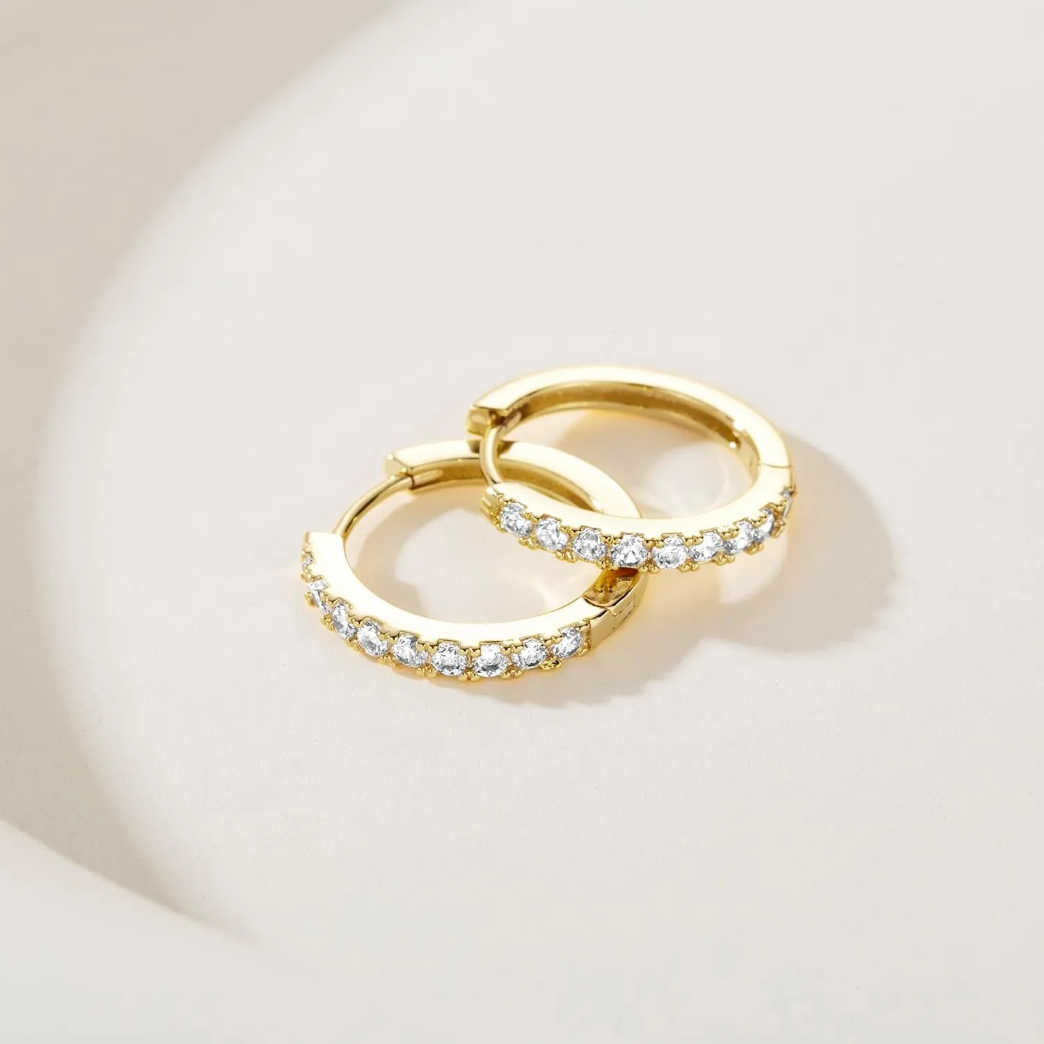 NEARLAND 14K Gold Hoop Earrings for Women 14K Gold Earrings Hypoallergenic Lightweight Small Hoop Earring for Womens with Round Cubic Zirconia Huggie Hoops Earring for Women 12/14/16/20/25/30mm