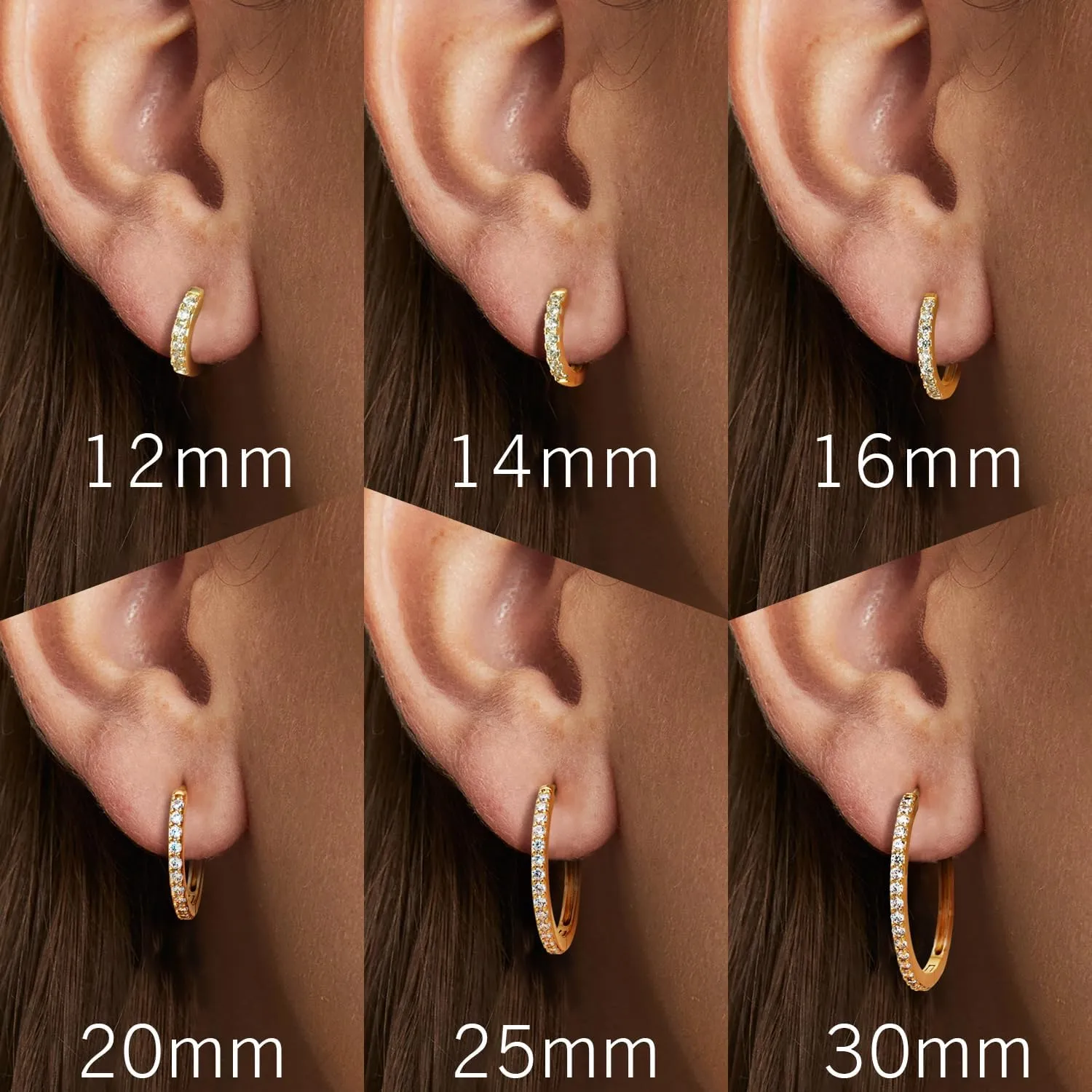 NEARLAND 14K Gold Hoop Earrings for Women 14K Gold Earrings Hypoallergenic Lightweight Small Hoop Earring for Womens with Round Cubic Zirconia Huggie Hoops Earring for Women 12/14/16/20/25/30mm