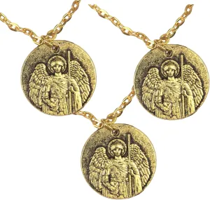 Needzo Saint Michael Devotional Necklace with Quis Ut Deus Inscription,  Inch Pendant