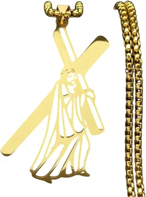 New 2025 Unisex Hip Hop Catholic Jesus Cross Pendant Necklace For Women Men Stainless Steel Gold Silver Color Crucifix Chain Necklaces Decoration Jewelry Luxury Accessories Trendy For Women And Men