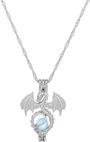 New 2025 Unisex Women Luminous Necklaces Glow In The Dark Flying Dragon Stone Cage Pendant Necklace For Ladies Fashion Jewelry Accessories Trendy Creative Gift For Women And Men