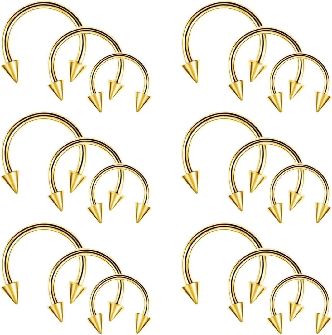 New 2026 Unisex 18Pc Punk C Shape Steel Nose Ring Horseshoe Lip Puncture Hook Clip Earrings Septum No Allergic Body Piercing Jewelry Gift Fashion Trendy Accessories Creative For Women And Men