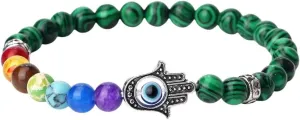 New 2026 Unisex 6Mm 7 Beads Bracelets Lucky Hand Of Fatima Women Men Natural Lava Stone Agates Bracelet&Bangle Prayer Jewelry Fashion Trendy Accessories Creative Gift For Women And Men