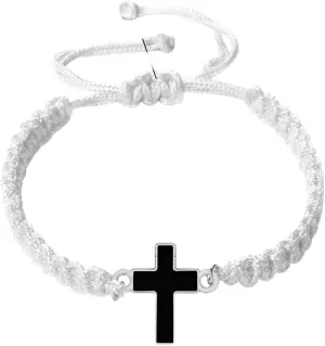 New For Trendy 2025 Jesus Cross Pendant Bracelet Vintage Black Red Braided Thread Bracelets Adjustable Yoga Bangle Prayer Jewelry Gift For Christian Jewelry Fashion Accessories Creative Gift
