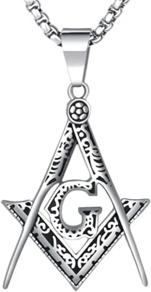 NIGHTCRUZ Masonic Necklace Stainless Steel, Freemasonry Pendant for Men Women