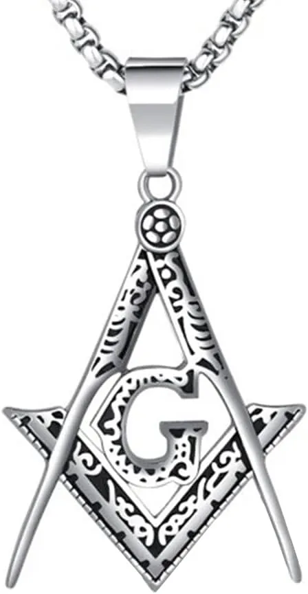 NIGHTCRUZ Masonic Necklace Stainless Steel, Freemasonry Pendant for Men Women