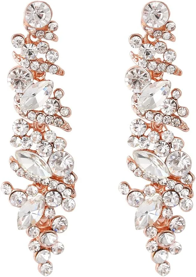 NLCAC Women's Wedding Earrings for Brides Dangling Rhinestone Crystal Chandelier Earring Drop Bridesmaids