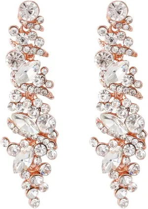 NLCAC Women's Wedding Earrings for Brides Dangling Rhinestone Crystal Chandelier Earring Drop Bridesmaids