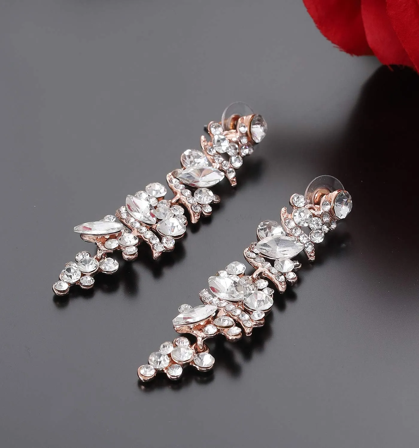 NLCAC Women's Wedding Earrings for Brides Dangling Rhinestone Crystal Chandelier Earring Drop Bridesmaids