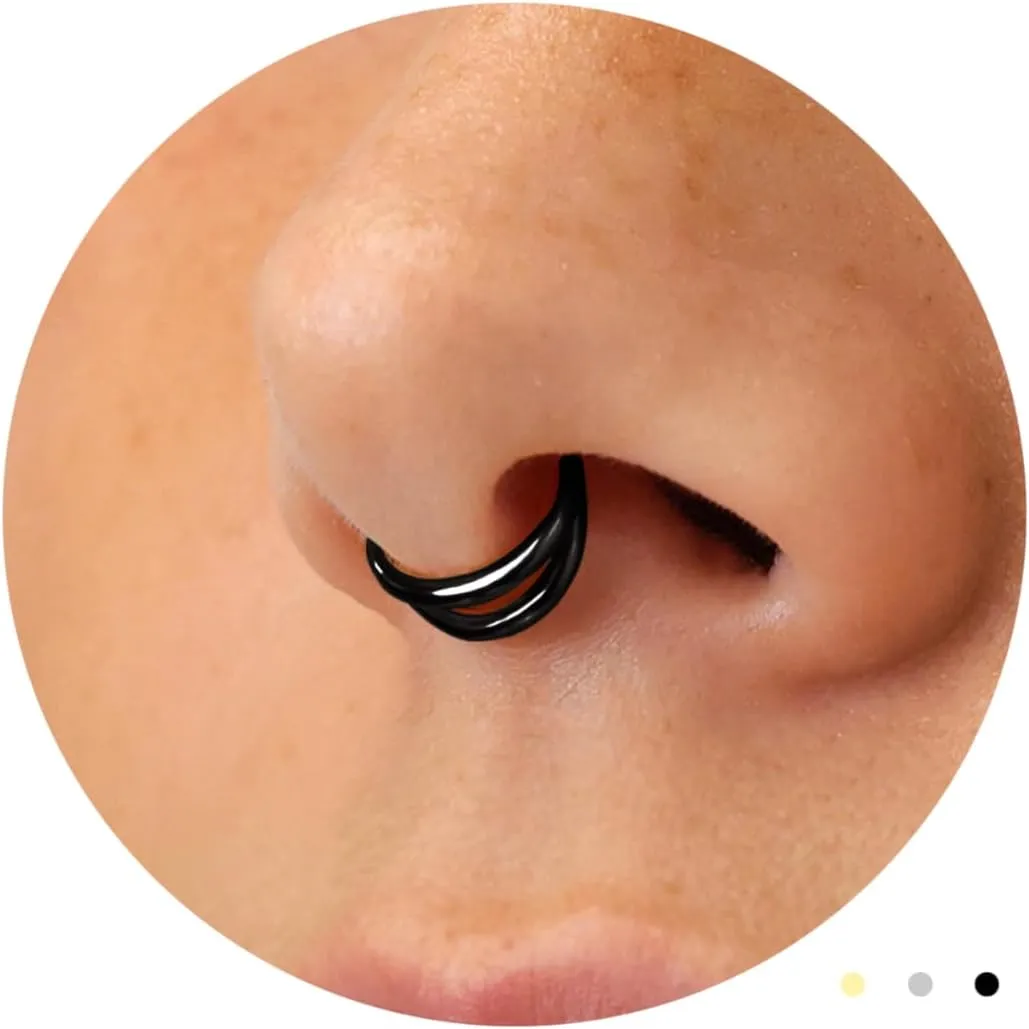 Nose Rings for Women 16G Septum rings Gold Star Clicker Hoops Daith Hoop Spikes Chain Nose Ring for Women Men Silver Piercing Jewelry