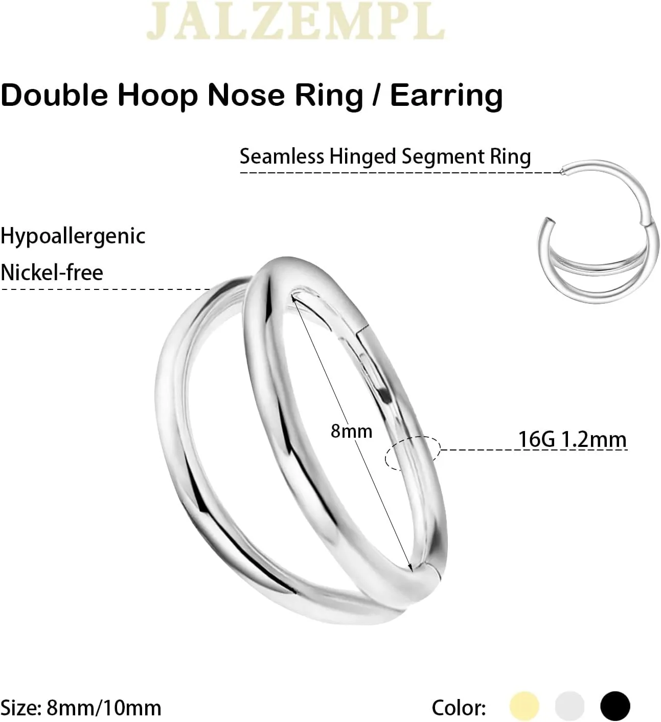 Nose Rings for Women 16G Septum rings Gold Star Clicker Hoops Daith Hoop Spikes Chain Nose Ring for Women Men Silver Piercing Jewelry