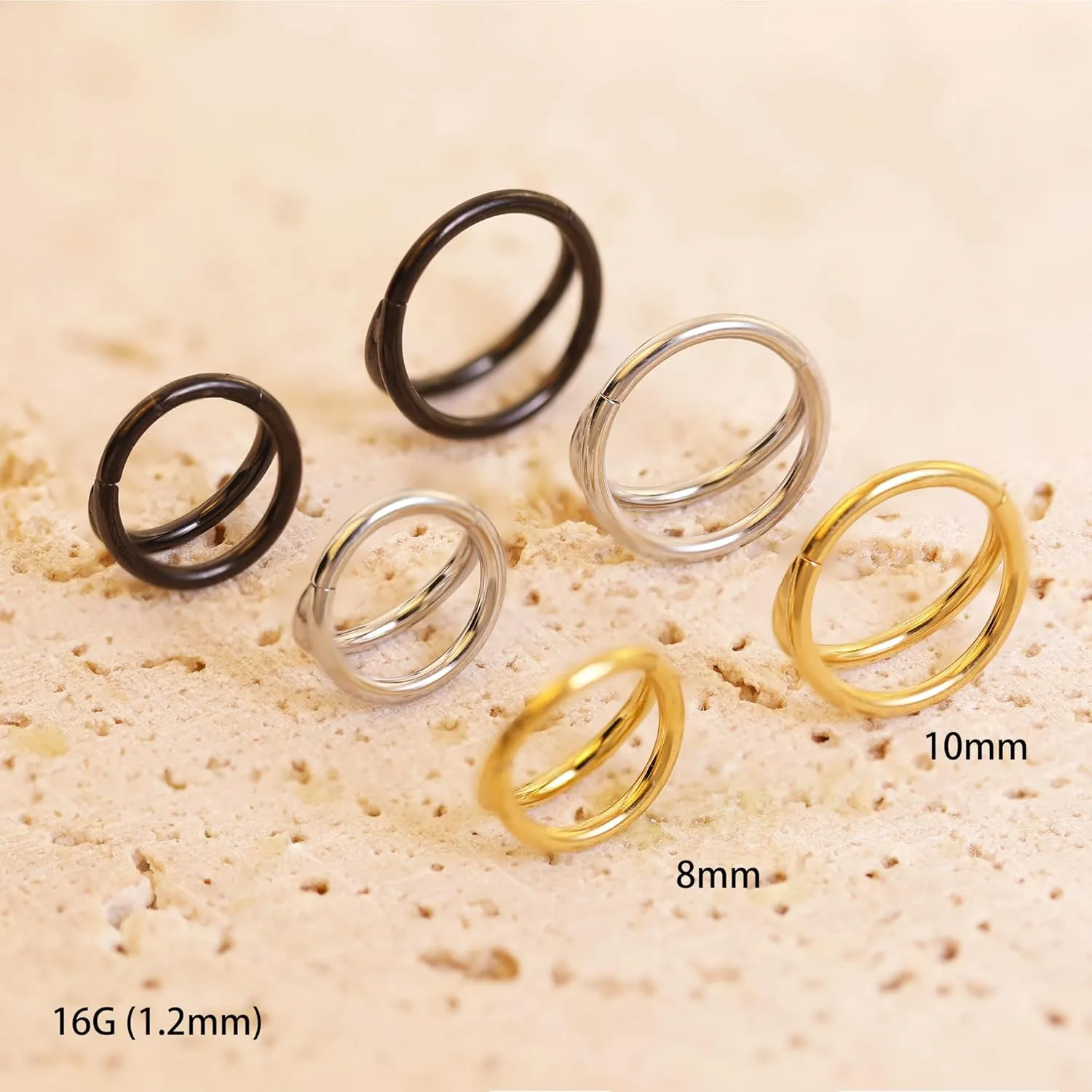 Nose Rings for Women 16G Septum rings Gold Star Clicker Hoops Daith Hoop Spikes Chain Nose Ring for Women Men Silver Piercing Jewelry