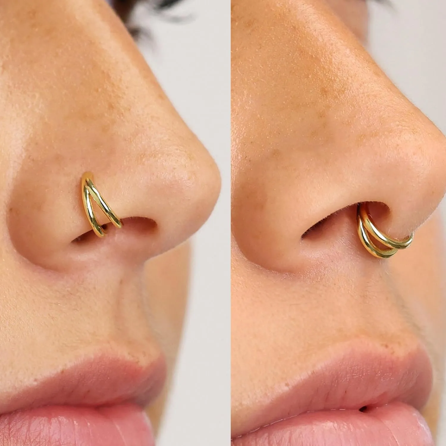Nose Rings for Women 16G Septum rings Gold Star Clicker Hoops Daith Hoop Spikes Chain Nose Ring for Women Men Silver Piercing Jewelry