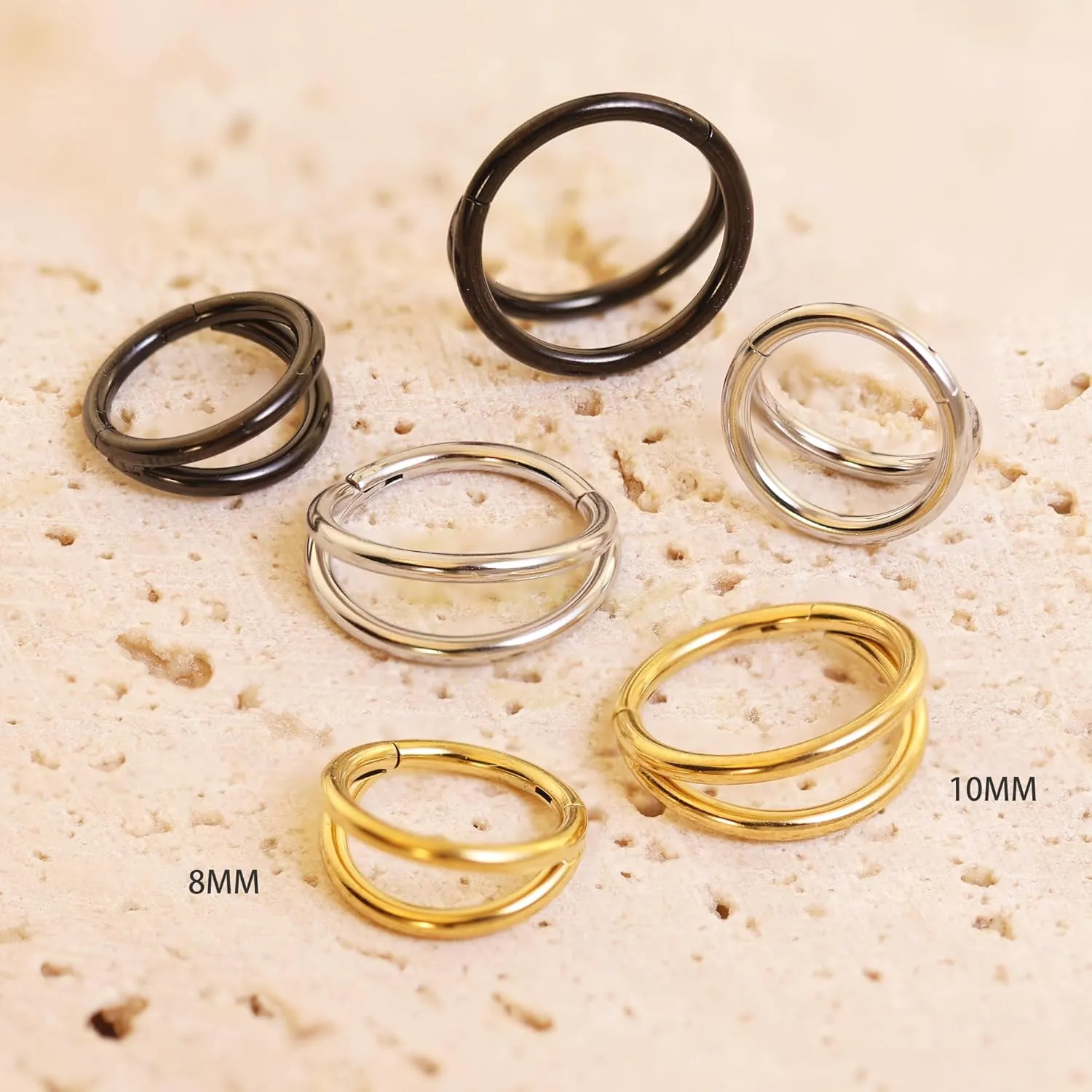 Nose Rings for Women 16G Septum rings Gold Star Clicker Hoops Daith Hoop Spikes Chain Nose Ring for Women Men Silver Piercing Jewelry