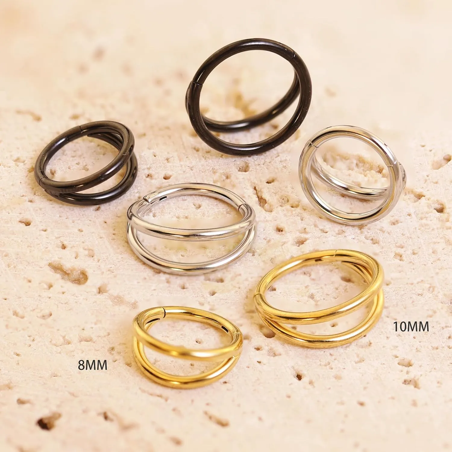 Nose Rings for Women 16G Septum rings Gold Star Clicker Hoops Daith Hoop Spikes Chain Nose Ring for Women Men Silver Piercing Jewelry