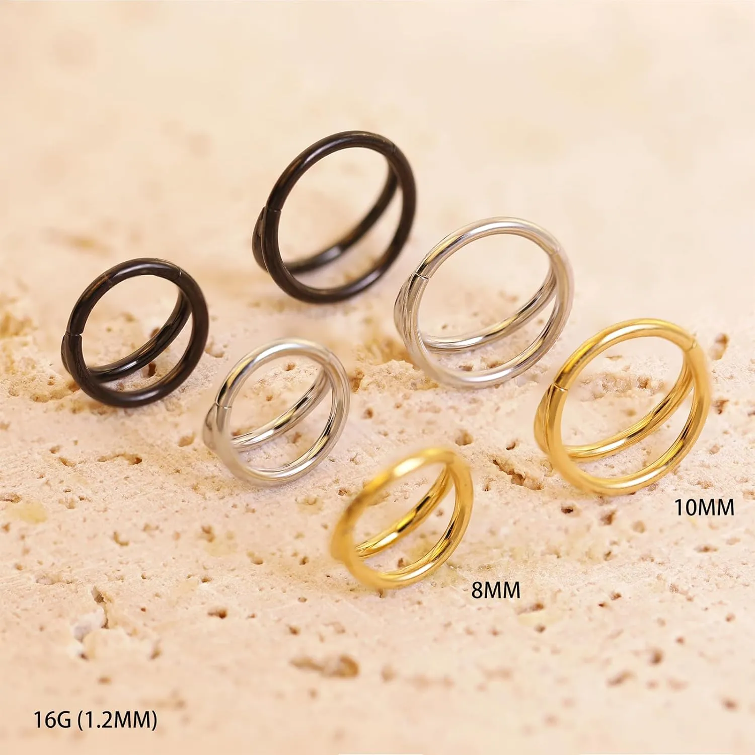 Nose Rings for Women 16G Septum rings Gold Star Clicker Hoops Daith Hoop Spikes Chain Nose Ring for Women Men Silver Piercing Jewelry