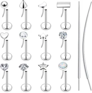 Nose Rings Studs 18g 20g Flat Back Earrings Surgical Steel 8mm Threadless Cartilage Helix Tragus Labret Medusa Piercing Jewelry for Women Men De Oro