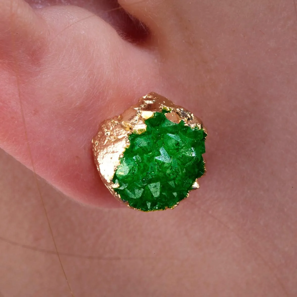 Nupuyai Druzy Crystal Quartz Geode Stud Earrings for Women, Stone Earrings