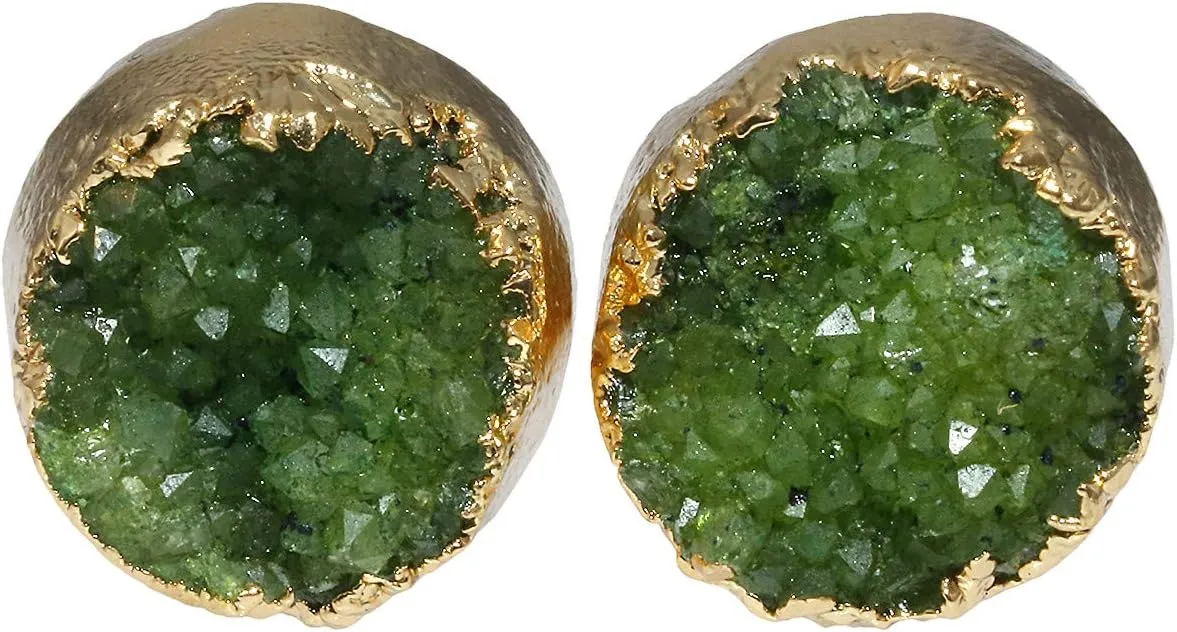Nupuyai Druzy Crystal Quartz Geode Stud Earrings for Women, Stone Earrings