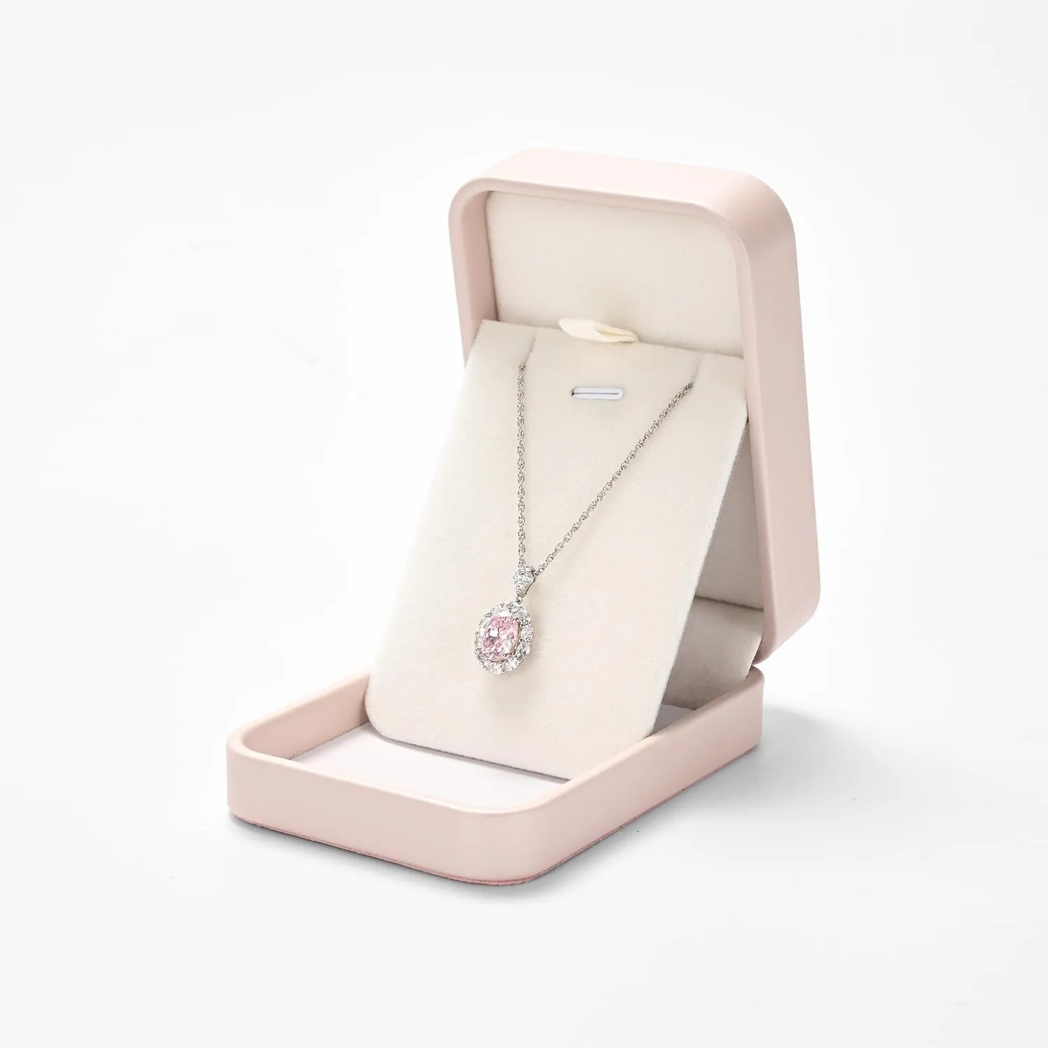 Oirlv Luxury Leather Necklace Pendant Gift Box Jewelry Box Small Jewelry Storage Display Case for Christmas Wedding Engagement Birthday (Pink)