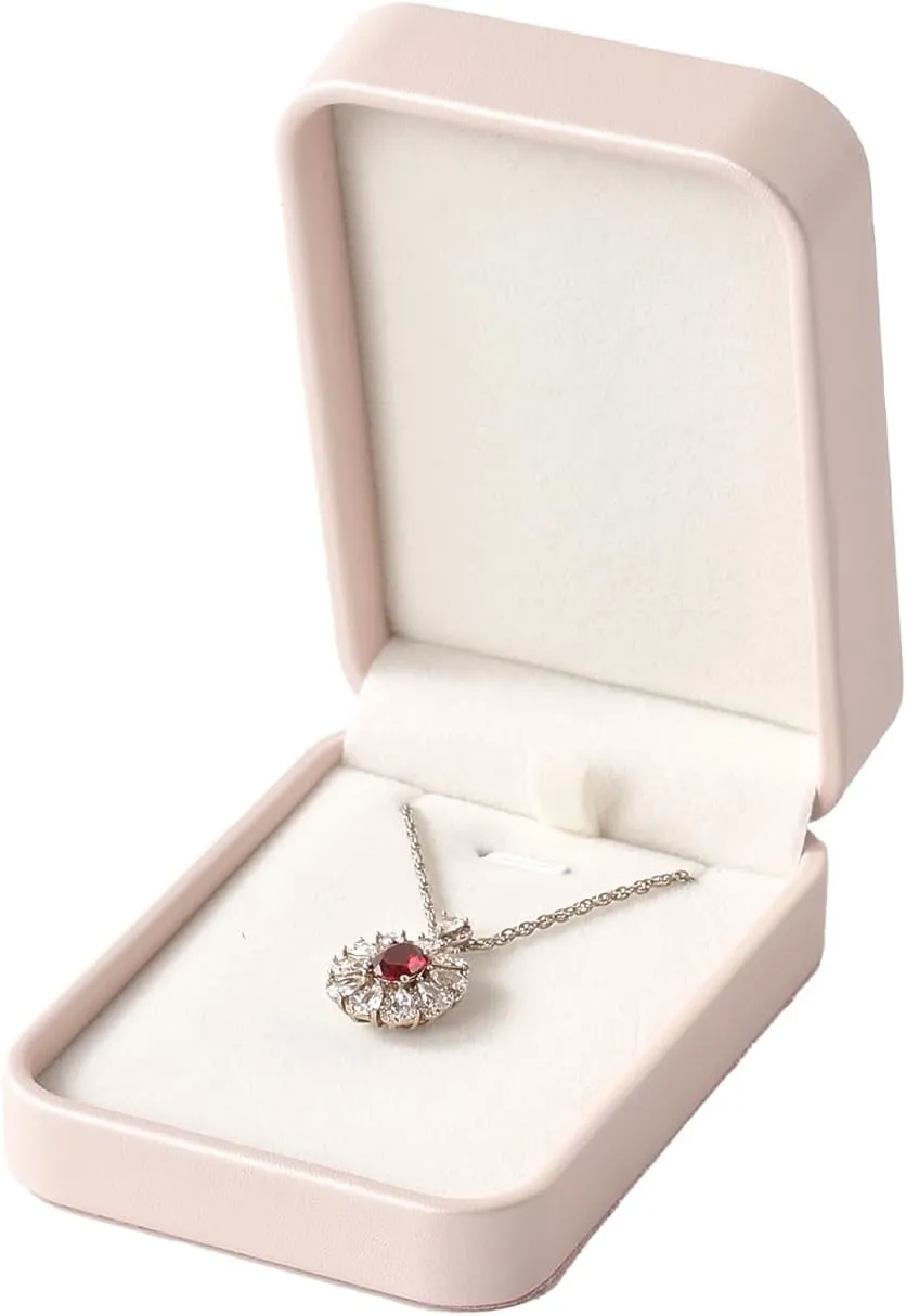 Oirlv Luxury Leather Necklace Pendant Gift Box Jewelry Box Small Jewelry Storage Display Case for Christmas Wedding Engagement Birthday (Pink)