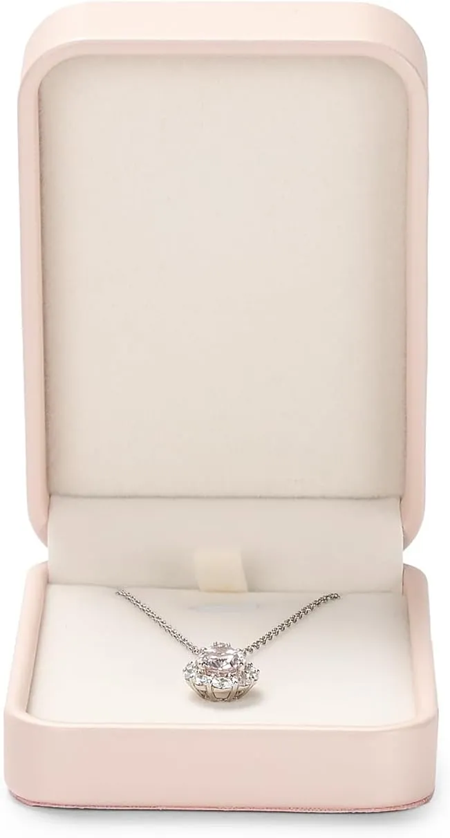 Oirlv Luxury Leather Necklace Pendant Gift Box Jewelry Box Small Jewelry Storage Display Case for Christmas Wedding Engagement Birthday (Pink)