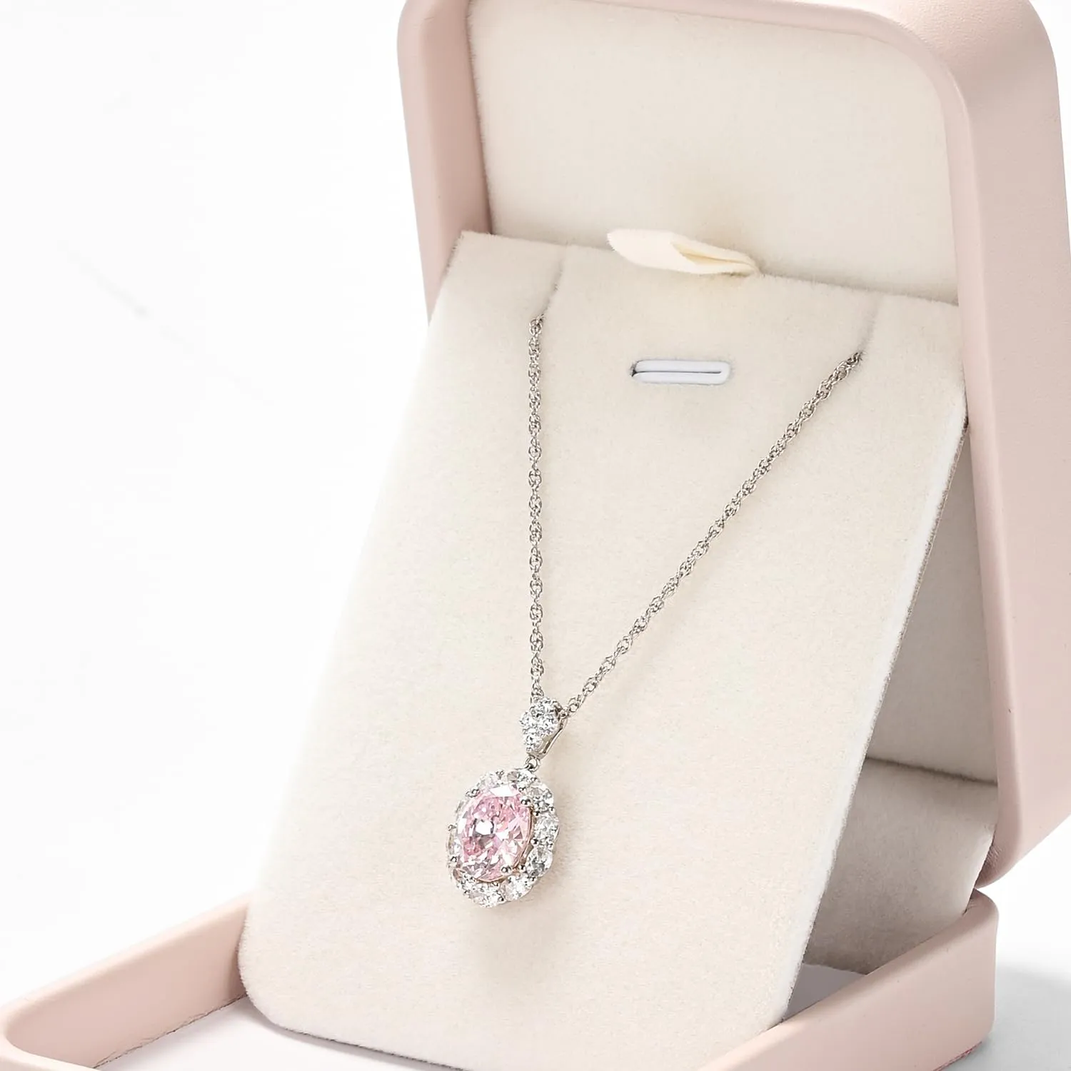 Oirlv Luxury Leather Necklace Pendant Gift Box Jewelry Box Small Jewelry Storage Display Case for Christmas Wedding Engagement Birthday (Pink)