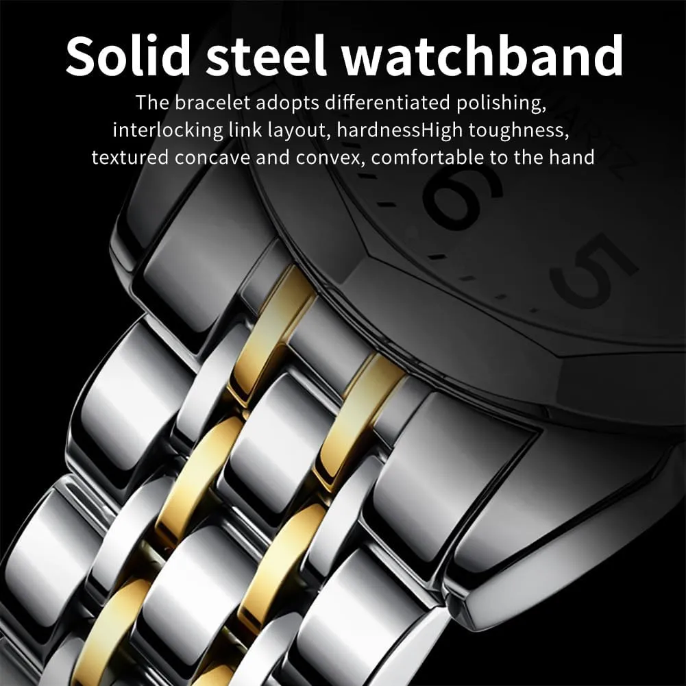 OLEVS Watch for Men Business Dress Diamond Analog Quartz Date Luxury Classic Stainless Steel Waterproof Luminous Two Tone Wrist Watch