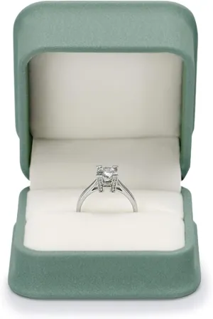 Olive-green Leather Engagement Proposal Ring Box Velvet Interior Jewelry Ring Gift Box