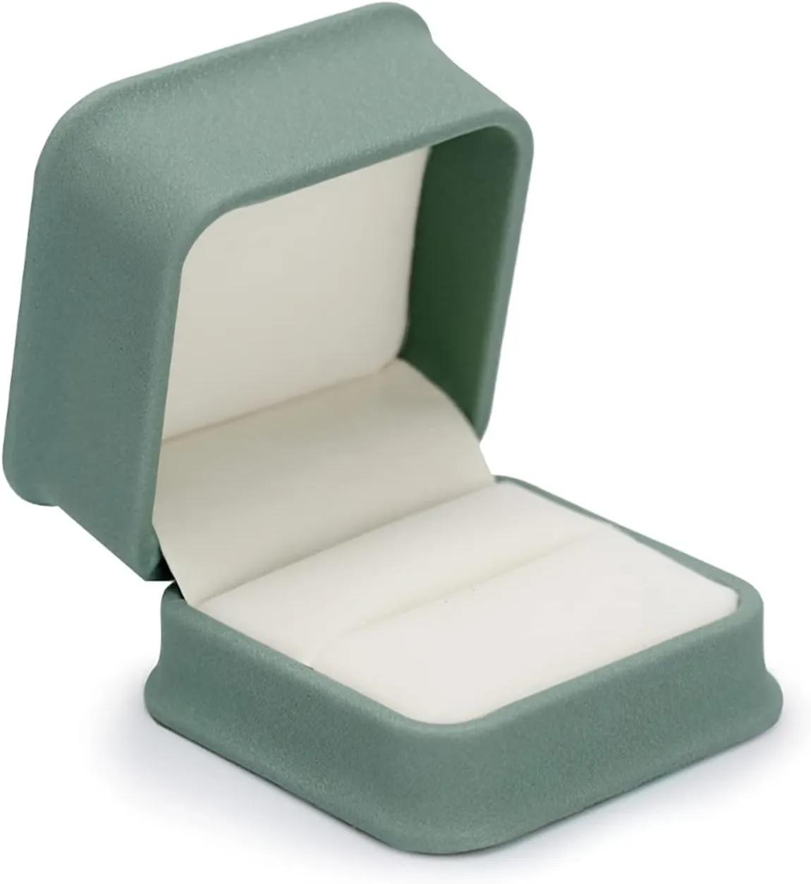 Olive-green Leather Engagement Proposal Ring Box Velvet Interior Jewelry Ring Gift Box