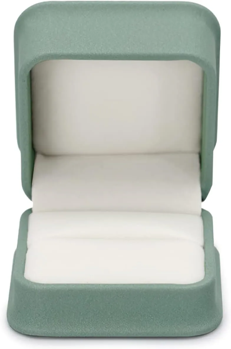 Olive-green Leather Engagement Proposal Ring Box Velvet Interior Jewelry Ring Gift Box