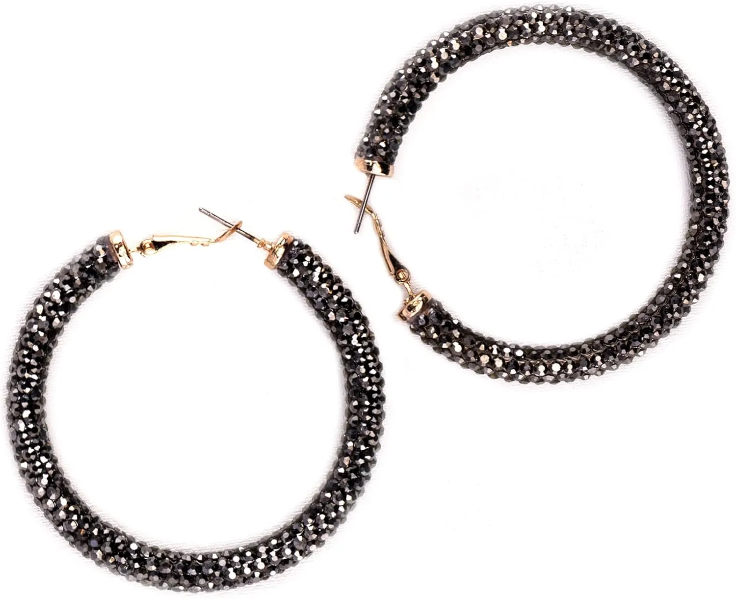 Olivia Welles Charm Crystal Hoop Earrings for Women, Gold Plated Rhinestone Hoop Earrings for Women Fashion Jewelry on Any Occasion