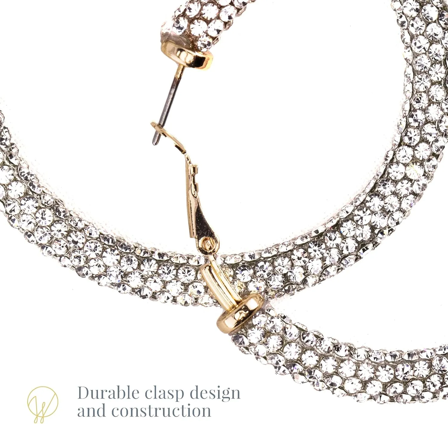 Olivia Welles Charm Crystal Hoop Earrings for Women, Gold Plated Rhinestone Hoop Earrings for Women Fashion Jewelry on Any Occasion