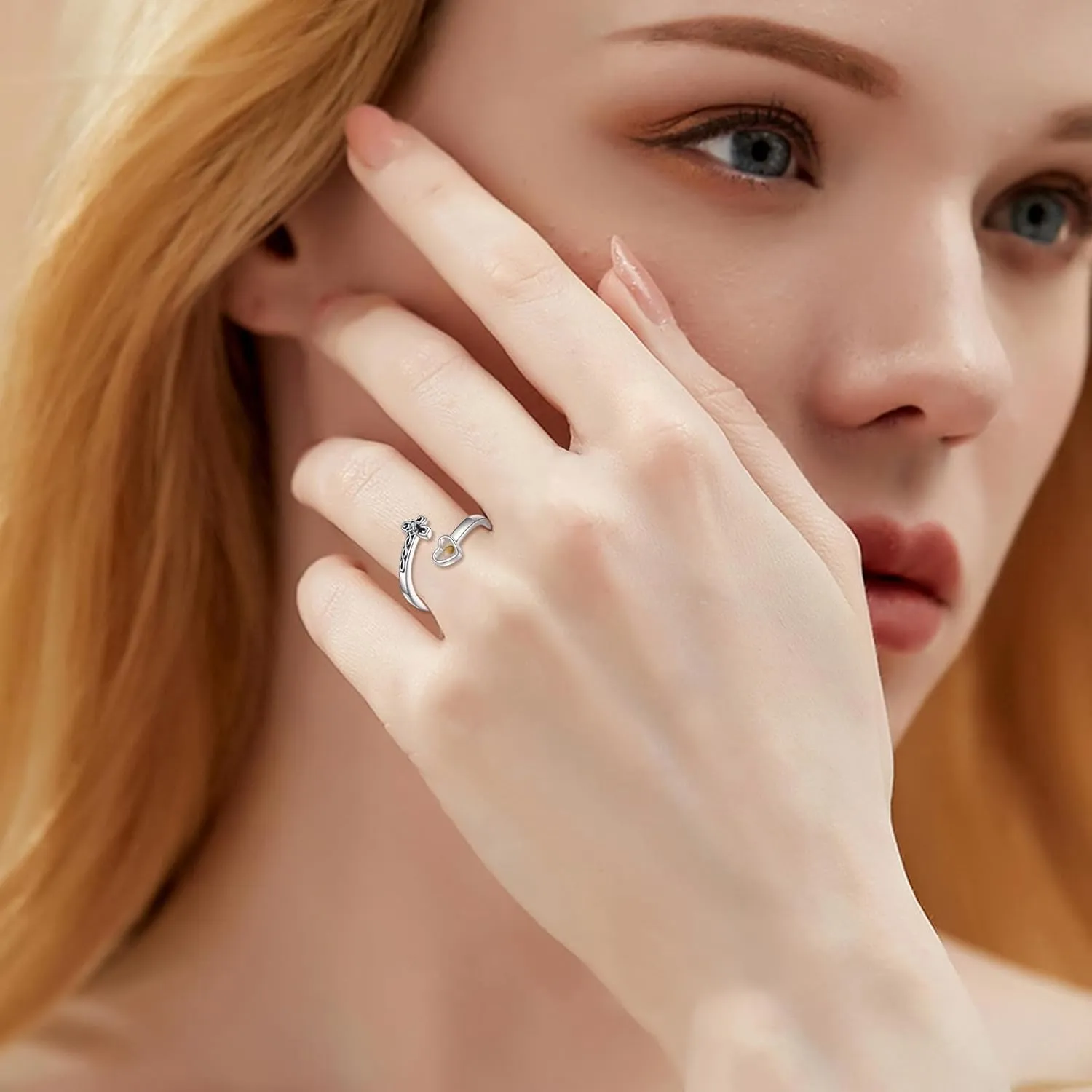 ONEFINITY Cross Rings for Women 925 Sterling Silver Jesus/Mustard Seed Cross Ring Faith over Fear Hope Spoon Rings Christian Religion Jewelry for Women Daughter Friend