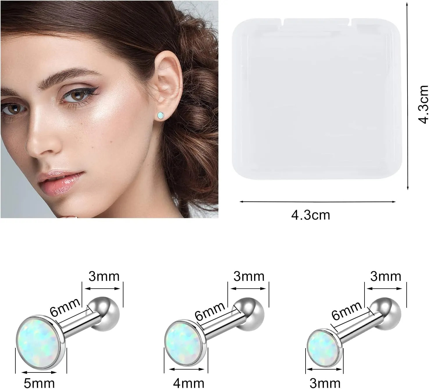 ONESING 12-25 Pcs 16G Tragus Earrings for Women Men Cartilage Earrings Labret Stud Tragus Piercing Jewelry