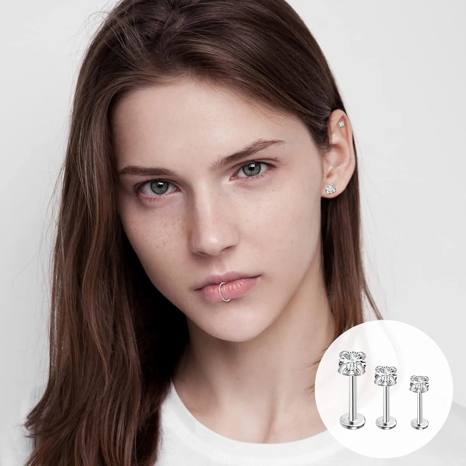 ONESING 12-25 Pcs 16G Tragus Earrings for Women Men Cartilage Earrings Labret Stud Tragus Piercing Jewelry