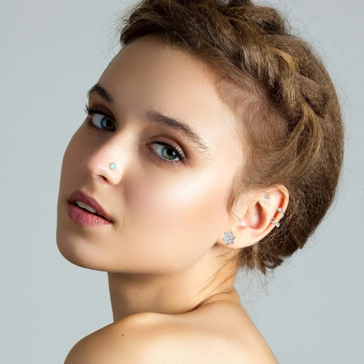 ONESING 12-25 Pcs 16G Tragus Earrings for Women Men Cartilage Earrings Labret Stud Tragus Piercing Jewelry