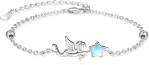 Palpitate Cute Cupid Angel Guardian Angel Bracelets 925 Sterling Silver Angel Gifts Protection Good Luck Jewelry for Women Wife Her Adjustable