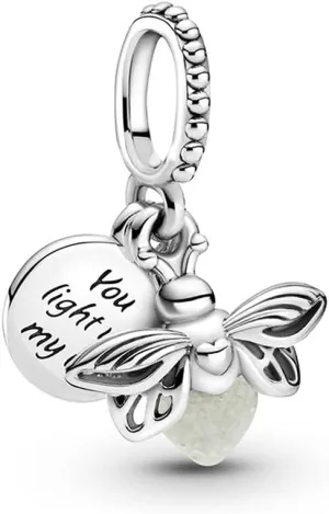 Pandora 925 Sterling Silver Pendant Diy Real Sterling Silver Bead Glow-in-the-dark Firefly Dangle Charm Fit Fashion Women Bracelet Bangle Gift Jewelry
