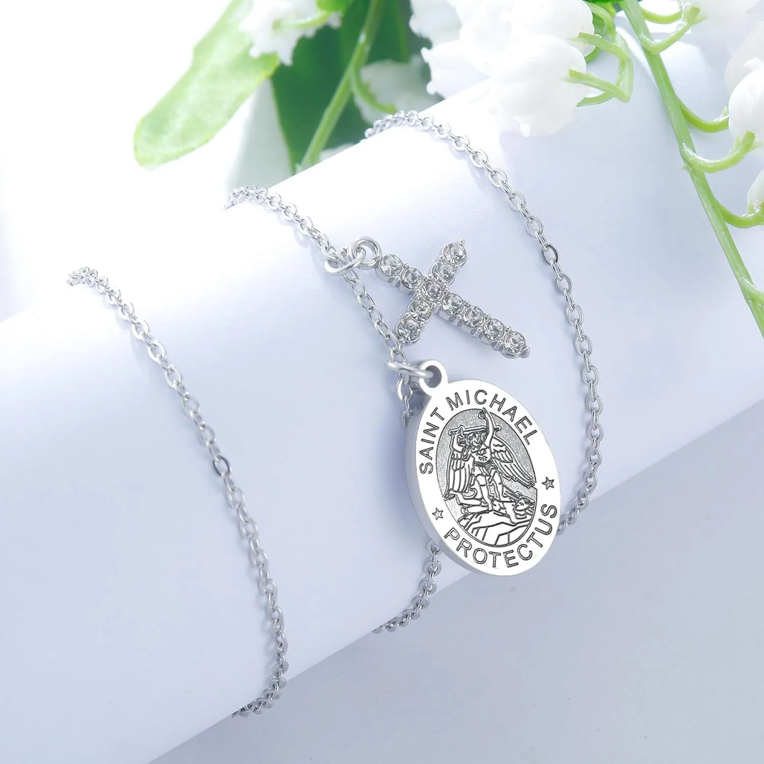 PARTNER Protectional Cross Necklace for Women MenSt Michael/Archangel Raphael/St Christopher/St Jude/St Joseph/St Anthony Medal Necklace Gifts for Women Men