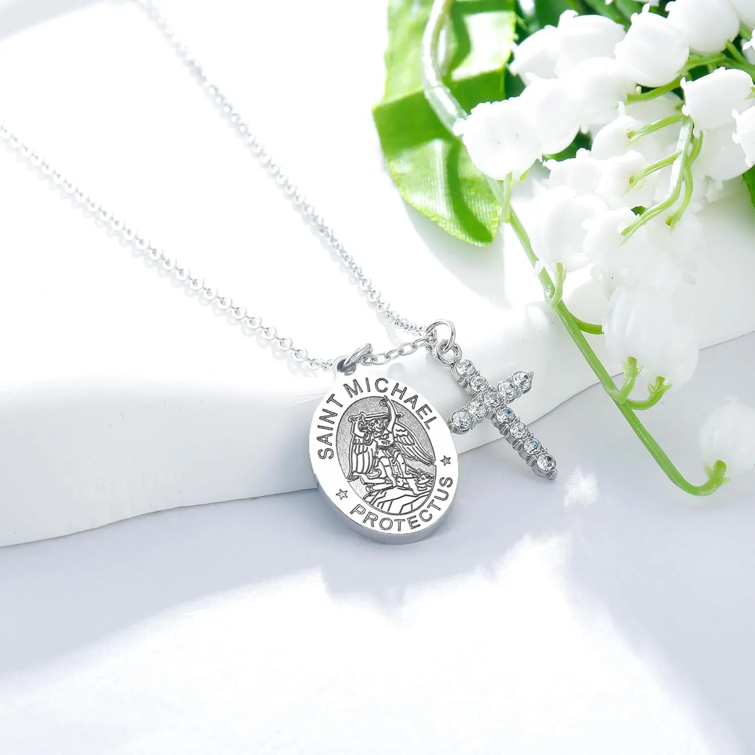 PARTNER Protectional Cross Necklace for Women MenSt Michael/Archangel Raphael/St Christopher/St Jude/St Joseph/St Anthony Medal Necklace Gifts for Women Men