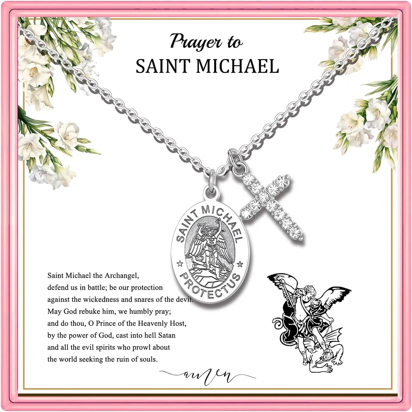 PARTNER Protectional Cross Necklace for Women MenSt Michael/Archangel Raphael/St Christopher/St Jude/St Joseph/St Anthony Medal Necklace Gifts for Women Men