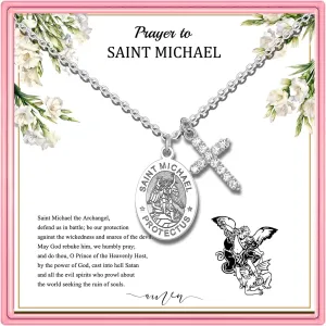 PARTNER Protectional Cross Necklace for Women MenSt Michael/Archangel Raphael/St Christopher/St Jude/St Joseph/St Anthony Medal Necklace Gifts for Women Men