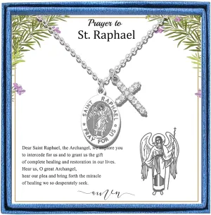 PARTNER Protectional Cross Necklace for Women MenSt Michael/Archangel Raphael/St Christopher/St Jude/St Joseph/St Anthony Medal Necklace Gifts for Women Men
