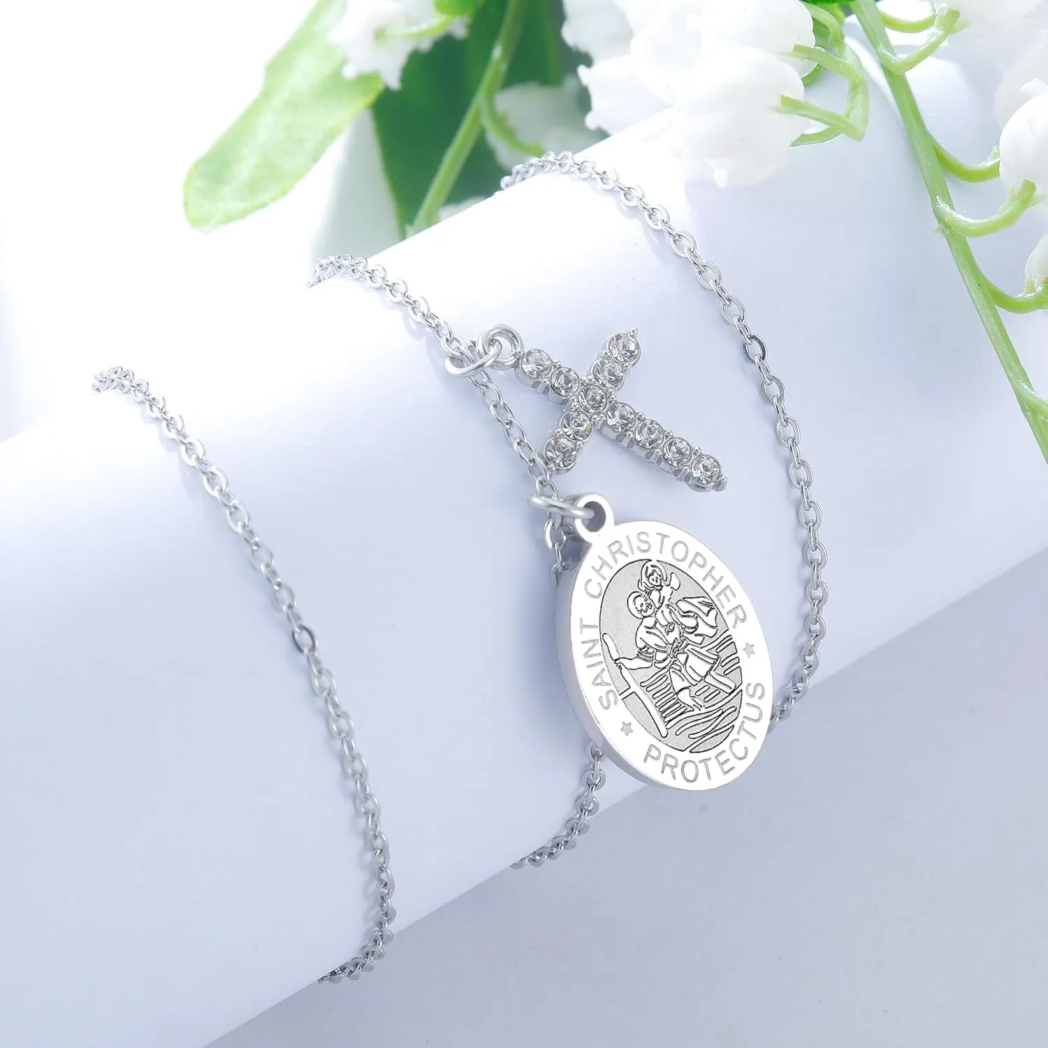 PARTNER Protectional Cross Necklace for Women MenSt Michael/Archangel Raphael/St Christopher/St Jude/St Joseph/St Anthony Medal Necklace Gifts for Women Men
