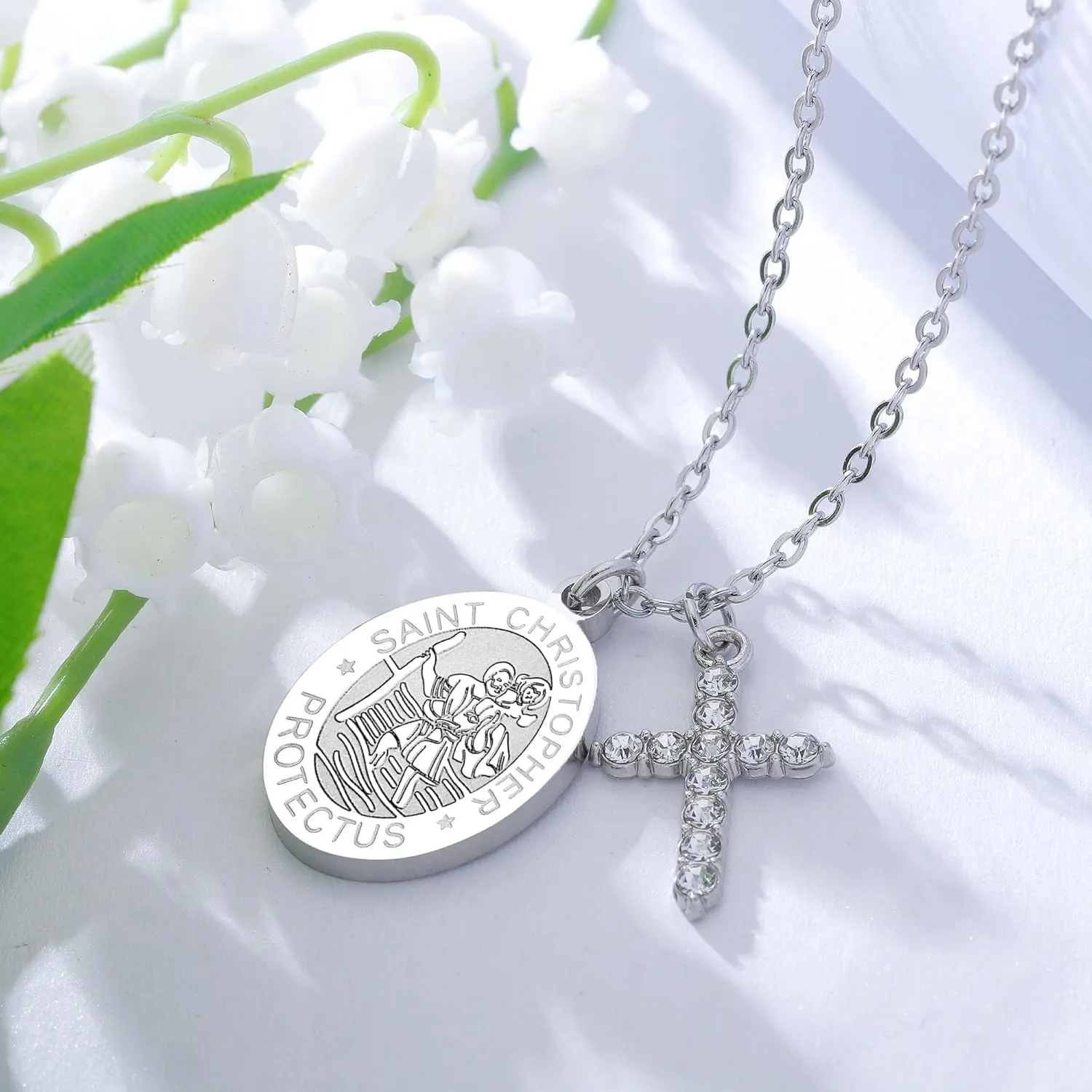 PARTNER Protectional Cross Necklace for Women MenSt Michael/Archangel Raphael/St Christopher/St Jude/St Joseph/St Anthony Medal Necklace Gifts for Women Men