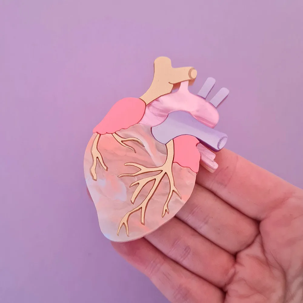 Pastel Anatomical Heart Brooch by Cherryloco